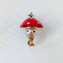 Load image into Gallery viewer, Vintage 14K Yellow Gold Enamel Pearl Toadstool Mushroom Figurine Pendant