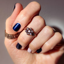 Load image into Gallery viewer, 10K Rose Gold Victorian Moonstone with Shell/Coral Center Stone Ring Size US 3.5 / UK G