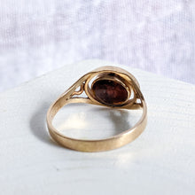 Load image into Gallery viewer, 14K Yellow Gold Amber & Pectolite (Larimar) Flip Ring Size US 7 / UK N.5