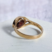 Load image into Gallery viewer, 14K Yellow Gold Amber & Pectolite (Larimar) Flip Ring Size US 7 / UK N.5