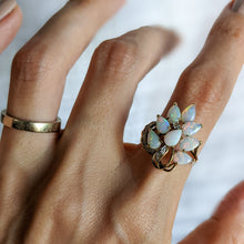 Load image into Gallery viewer, 14K Yellow Gold Opal and Diamond Cluster Ring Size US 7.25 / UK O