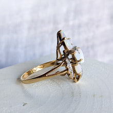 Load image into Gallery viewer, 14K Yellow Gold Opal and Diamond Cluster Ring Size US 7.25 / UK O