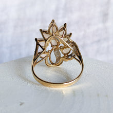 Load image into Gallery viewer, 14K Yellow Gold Opal and Diamond Cluster Ring Size US 7.25 / UK O