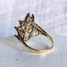 Load image into Gallery viewer, 14K Yellow Gold Opal and Diamond Cluster Ring Size US 7.25 / UK O