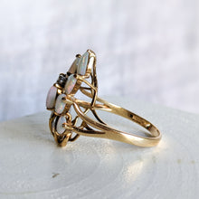 Load image into Gallery viewer, 14K Yellow Gold Opal and Diamond Cluster Ring Size US 7.25 / UK O
