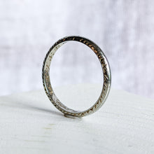 Load image into Gallery viewer, 18K White Gold Etched Belais Band Size US 6.5 / UK M.5