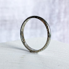 Load image into Gallery viewer, 18K White Gold Etched Belais Band Size US 6.5 / UK M.5