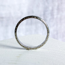 Load image into Gallery viewer, 18K White Gold Etched Belais Band Size US 6.5 / UK M.5