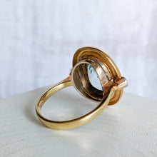 Load image into Gallery viewer, 14K Two-Tone Gold 5.5 ct Aquamarine + Old Brilliant Cut Diamond Ring