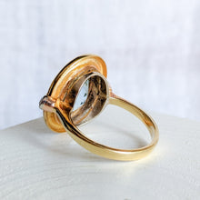 Load image into Gallery viewer, 14K Two-Tone Gold 5.5 ct Aquamarine + Old Brilliant Cut Diamond Ring