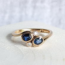 Load image into Gallery viewer, 18K Rose Gold Sapphire and Diamond Toi et Moi Size UK K / US 5.5