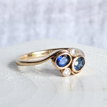 Load image into Gallery viewer, 18K Rose Gold Sapphire and Diamond Toi et Moi Size UK K / US 5.5