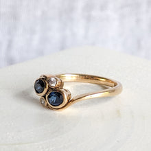 Load image into Gallery viewer, 18K Rose Gold Sapphire and Diamond Toi et Moi Size UK K / US 5.5