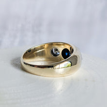 Load image into Gallery viewer, 14K Yellow Gold Flush Set Sapphire and Diamond Ring Size UK Q / US 8.25