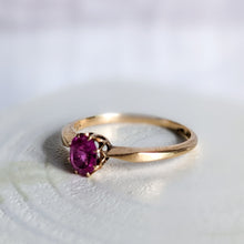 Load image into Gallery viewer, 18K Rose Gold Ruby Solitaire Ring Size UK K / US 5.5