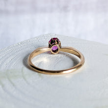 Load image into Gallery viewer, 18K Rose Gold Ruby Solitaire Ring Size UK K / US 5.5