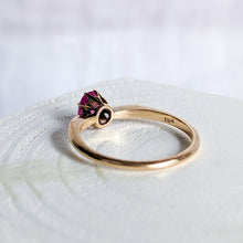 Load image into Gallery viewer, 18K Rose Gold Ruby Solitaire Ring Size UK K / US 5.5