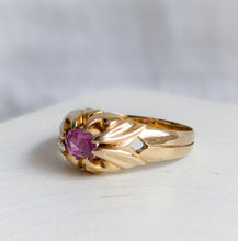 Load image into Gallery viewer, Antique 14K Yellow Gold Ruby Belcher Ring US 7.25 / UK N.5