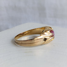 Load image into Gallery viewer, Antique 14K Yellow Gold Ruby Belcher Ring US 7.25 / UK N.5