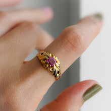 Load image into Gallery viewer, Antique 14K Yellow Gold Ruby Belcher Ring US 7.25 / UK N.5