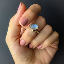 Load image into Gallery viewer, Vintage 10K Yellow Gold Moonstone Bypass Ring US 3.5 / UK G