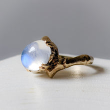 Load image into Gallery viewer, Vintage 10K Yellow Gold Moonstone Bypass Ring US 3.5 / UK G