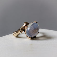 Load image into Gallery viewer, Vintage 10K Yellow Gold Moonstone Bypass Ring US 3.5 / UK G