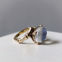 Load image into Gallery viewer, Vintage 10K Yellow Gold Moonstone Bypass Ring US 3.5 / UK G
