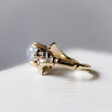 Load image into Gallery viewer, Vintage 10K Yellow Gold Moonstone Bypass Ring US 3.5 / UK G