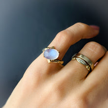 Load image into Gallery viewer, Vintage 10K Yellow Gold Moonstone Bypass Ring US 3.5 / UK G