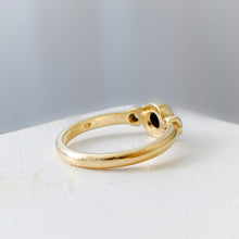 Load image into Gallery viewer, 18K Yellow Gold Sapphire and Diamond Trilogy Ring Size US 5 / UK J+