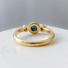 Load image into Gallery viewer, 18K Yellow Gold Sapphire and Diamond Trilogy Ring Size US 5 / UK J+