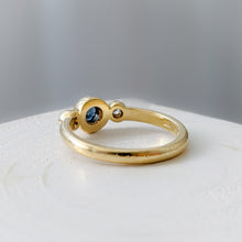 Load image into Gallery viewer, 18K Yellow Gold Sapphire and Diamond Trilogy Ring Size US 5 / UK J+