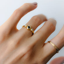 Load image into Gallery viewer, 18K Yellow Gold Sapphire and Diamond Trilogy Ring Size US 5 / UK J+