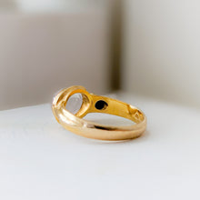 Load image into Gallery viewer, 18K Yellow Gold Moonstone and Sapphire Ring Size US 8.25 / UK Q