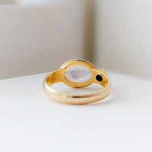 Load image into Gallery viewer, 18K Yellow Gold Moonstone and Sapphire Ring Size US 8.25 / UK Q