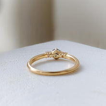 Load image into Gallery viewer, 18K Yellow Gold Aquamarine and Sapphire Trilogy Ring Size US 6.5 / UK M.5