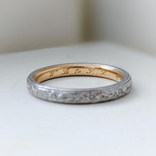 Load image into Gallery viewer, Antique Platinum 14K Yellow Gold Orange Blossom Etched Ring Size US 6 / UK M