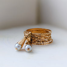 Load image into Gallery viewer, 18K Rose Gold Multi Band Pearl Ring Size US 4.5 / UK I.5
