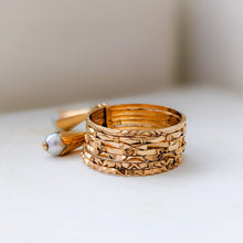 Load image into Gallery viewer, 18K Rose Gold Multi Band Pearl Ring Size US 4.5 / UK I.5