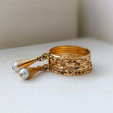 Load image into Gallery viewer, 18K Rose Gold Multi Band Pearl Ring Size US 4.5 / UK I.5
