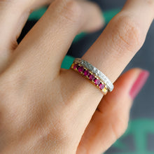 Load image into Gallery viewer, Vintage 18K Yellow Gold 6-Stone Synthetic Red Sapphire Ring