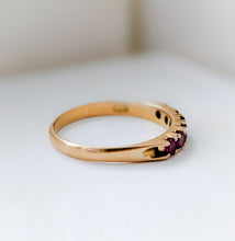 Load image into Gallery viewer, Vintage 18K Yellow Gold 6-Stone Synthetic Red Sapphire Ring