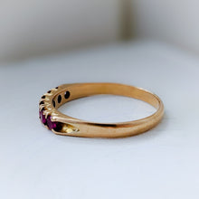 Load image into Gallery viewer, Vintage 18K Yellow Gold 6-Stone Synthetic Red Sapphire Ring