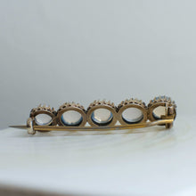 Load image into Gallery viewer, Victorian 10K Two-Tone Gold 5-Stone Moonstone Brooch