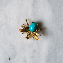 Load image into Gallery viewer, 14K Yellow Gold Turquoise Fly Brooch
