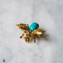 Load image into Gallery viewer, 14K Yellow Gold Turquoise Fly Brooch