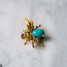 Load image into Gallery viewer, 14K Yellow Gold Turquoise Fly Brooch