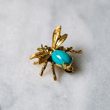 Load image into Gallery viewer, 14K Yellow Gold Turquoise Fly Brooch
