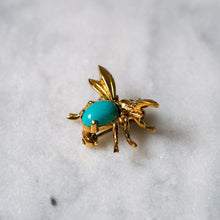 Load image into Gallery viewer, 14K Yellow Gold Turquoise Fly Brooch